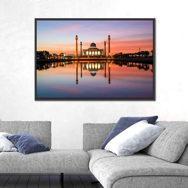 The Central Mosque Of Songkhla Canvas Wall Art-1 Piece-Floating Frame-36" x 24"-Tiaracle