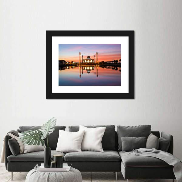 The Central Mosque Of Songkhla Canvas Wall Art-1 Piece-Framed Print-30" x 20"-Tiaracle