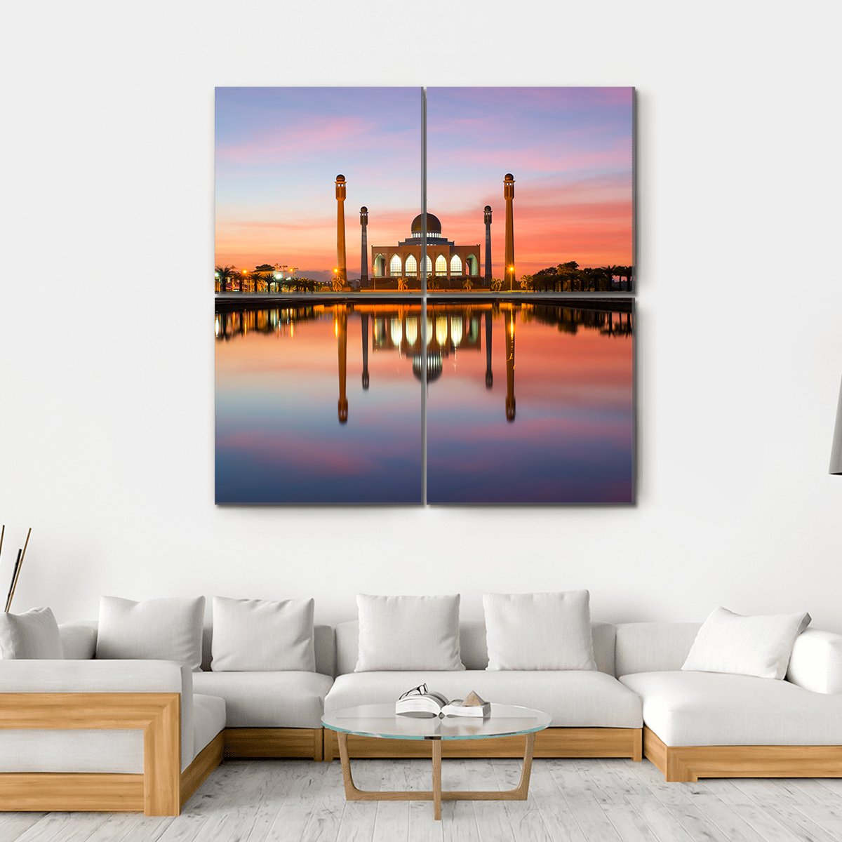 The Central Mosque Of Songkhla Canvas Wall Art-4 Square-Gallery Wrap-17" x 17"-Tiaracle