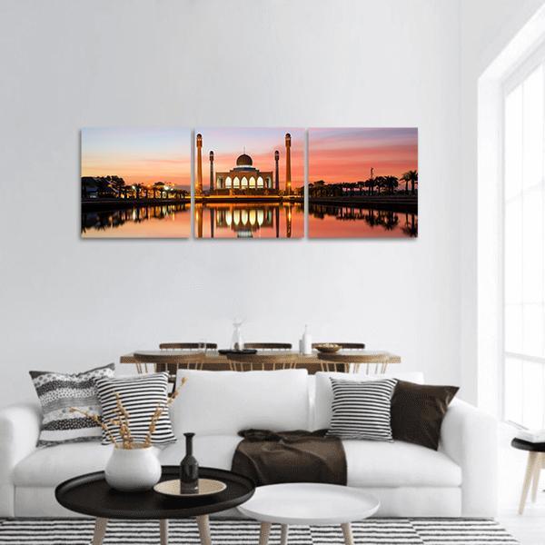 The Central Mosque Of Songkhla Panoramic Canvas Wall Art-3 Piece-25" x 08"-Tiaracle