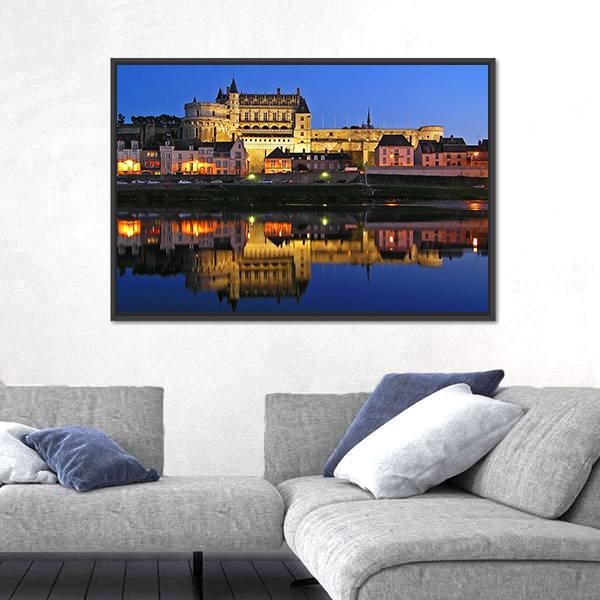 The Chateau Of Amboise In The Loire Valley Canvas Wall Art-1 Piece-Floating Frame-24" x 16"-Tiaracle