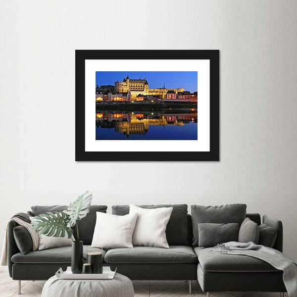 The Chateau Of Amboise In The Loire Valley Canvas Wall Art-1 Piece-Framed Print-20" x 16"-Tiaracle