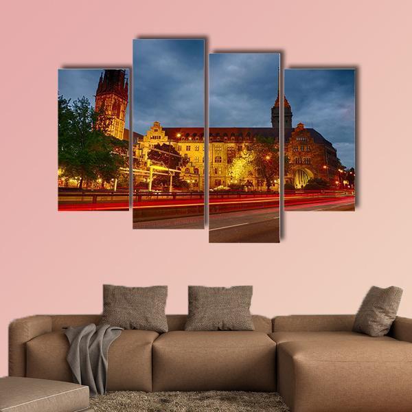 The City Hall Of Duisburg Canvas Wall Art-3 Horizontal-Gallery Wrap-25" x 16"-Tiaracle