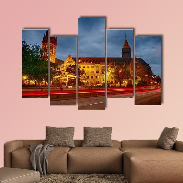 The City Hall Of Duisburg Canvas Wall Art-5 Pop-Gallery Wrap-47" x 32"-Tiaracle
