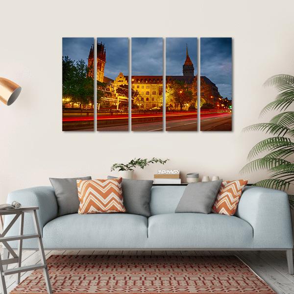 The City Hall Of Duisburg Canvas Wall Art-5 Horizontal-Gallery Wrap-22" x 12"-Tiaracle