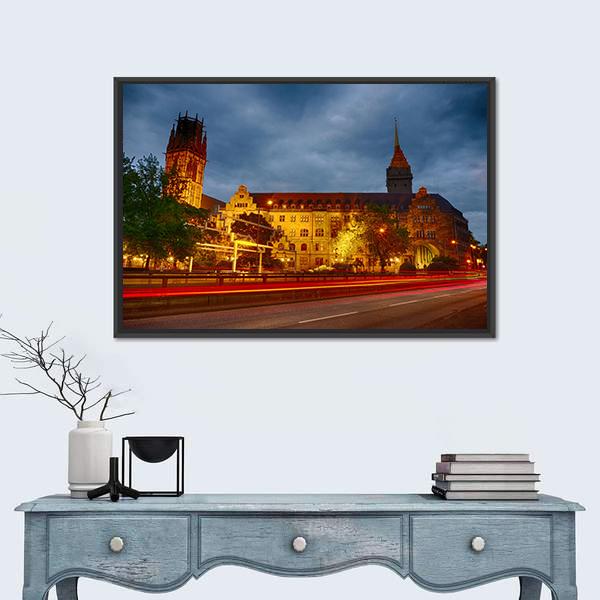 The City Hall Of Duisburg Canvas Wall Art-3 Horizontal-Gallery Wrap-25" x 16"-Tiaracle