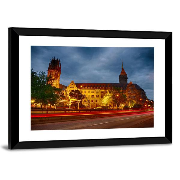 The City Hall Of Duisburg Canvas Wall Art-3 Horizontal-Gallery Wrap-25" x 16"-Tiaracle