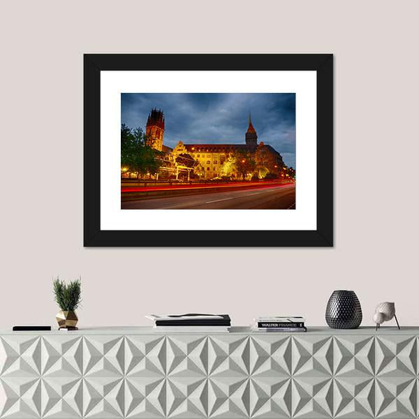 The City Hall Of Duisburg Canvas Wall Art-3 Horizontal-Gallery Wrap-25" x 16"-Tiaracle