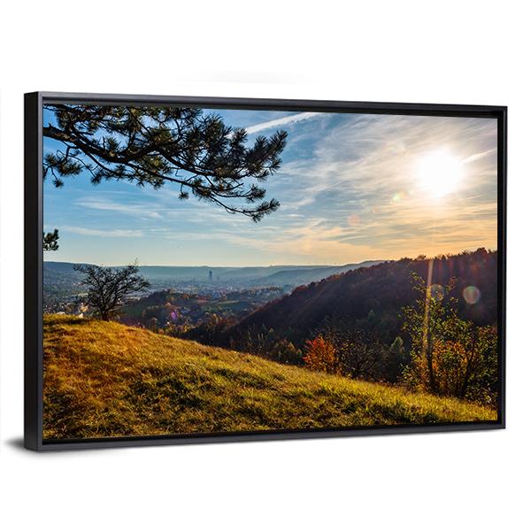 The City Jena On The Saale Canvas Wall Art-3 Horizontal-Gallery Wrap-25" x 16"-Tiaracle