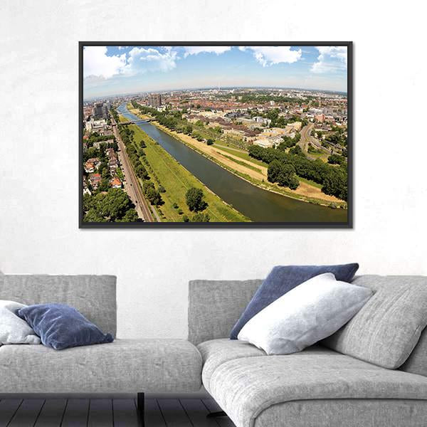 The City Of Mannheim Canvas Wall Art-1 Piece-Floating Frame-24" x 16"-Tiaracle