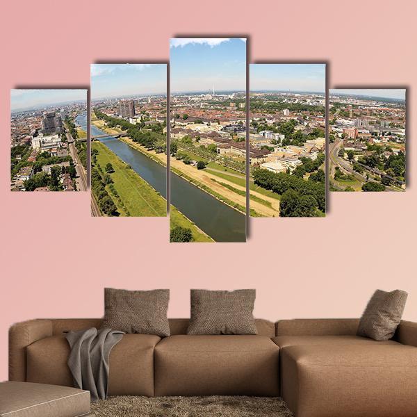 The City Of Mannheim Canvas Wall Art-5 Star-Gallery Wrap-62" x 32"-Tiaracle