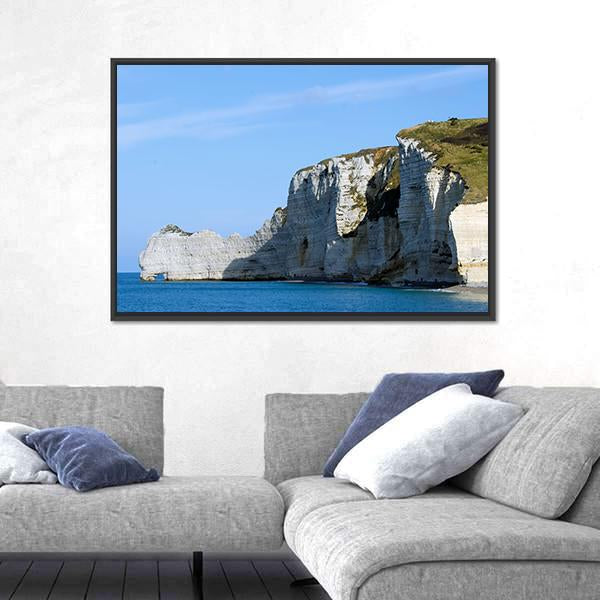 The Cliffs Of Etretat Canvas Wall Art-1 Piece-Floating Frame-24" x 16"-Tiaracle