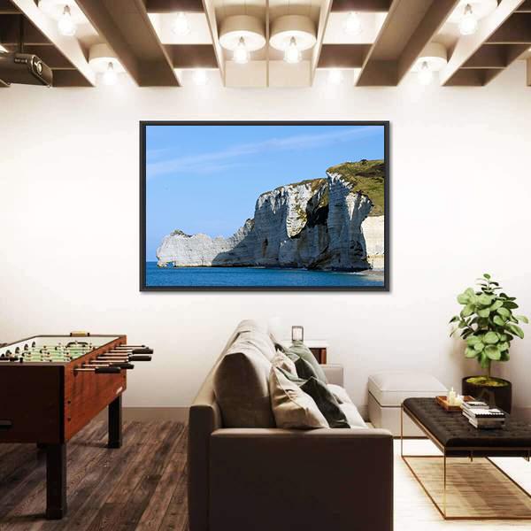 The Cliffs Of Etretat Canvas Wall Art-3 Horizontal-Gallery Wrap-25" x 16"-Tiaracle