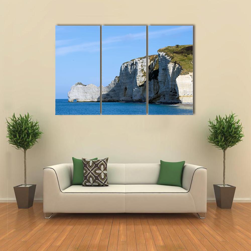 The Cliffs Of Etretat Canvas Wall Art-3 Horizontal-Gallery Wrap-37" x 24"-Tiaracle