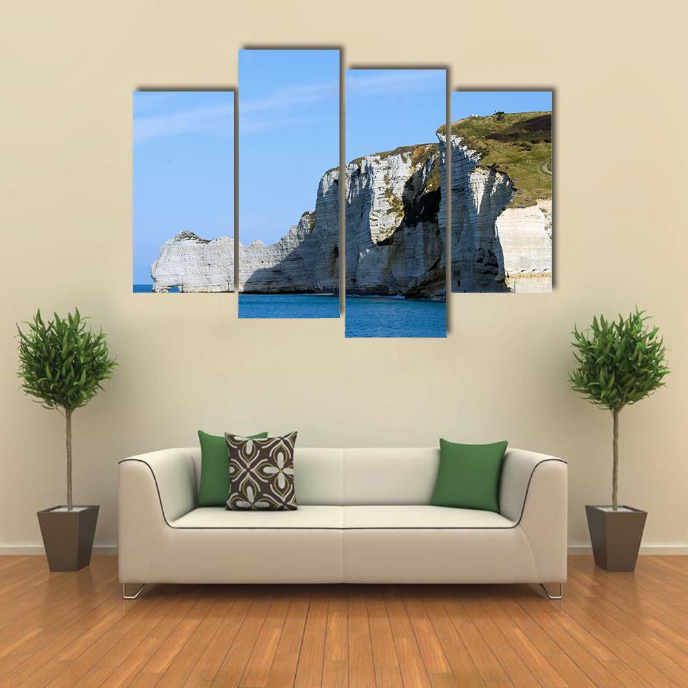 The Cliffs Of Etretat Canvas Wall Art-4 Pop-Gallery Wrap-50" x 32"-Tiaracle