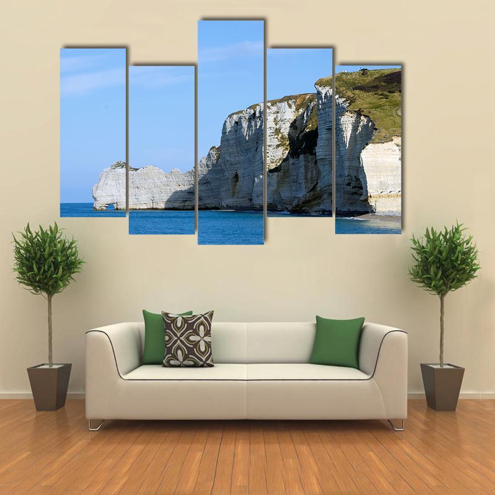The Cliffs Of Etretat Canvas Wall Art-5 Pop-Gallery Wrap-47" x 32"-Tiaracle