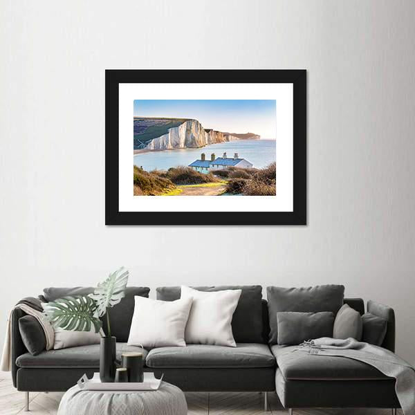 The Coast Guard Cottages Canvas Wall Art-1 Piece-Framed Print-20" x 16"-Tiaracle