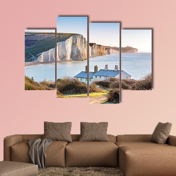 The Coast Guard Cottages Canvas Wall Art-4 Pop-Gallery Wrap-50" x 32"-Tiaracle