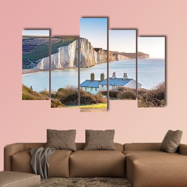 The Coast Guard Cottages Canvas Wall Art-5 Pop-Gallery Wrap-47" x 32"-Tiaracle