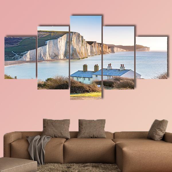 The Coast Guard Cottages Canvas Wall Art-5 Star-Gallery Wrap-62" x 32"-Tiaracle