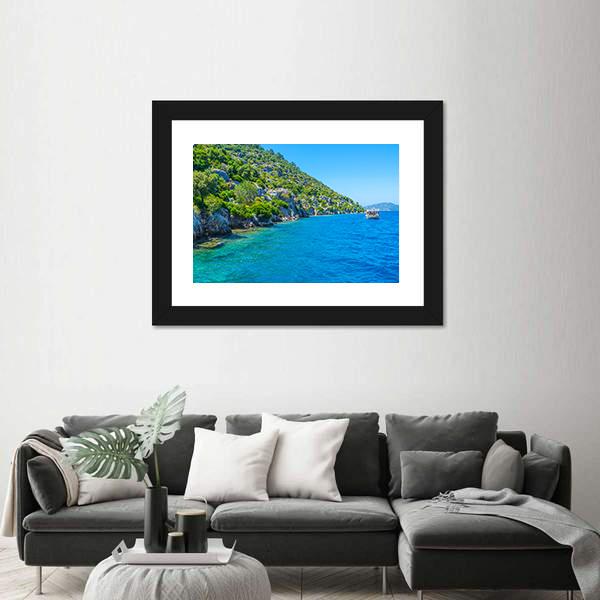 The Coast Of Kekova Island Canvas Wall Art-1 Piece-Framed Print-20" x 16"-Tiaracle