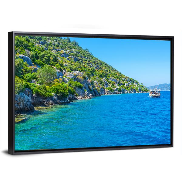 The Coast Of Kekova Island Canvas Wall Art-3 Horizontal-Gallery Wrap-25" x 16"-Tiaracle