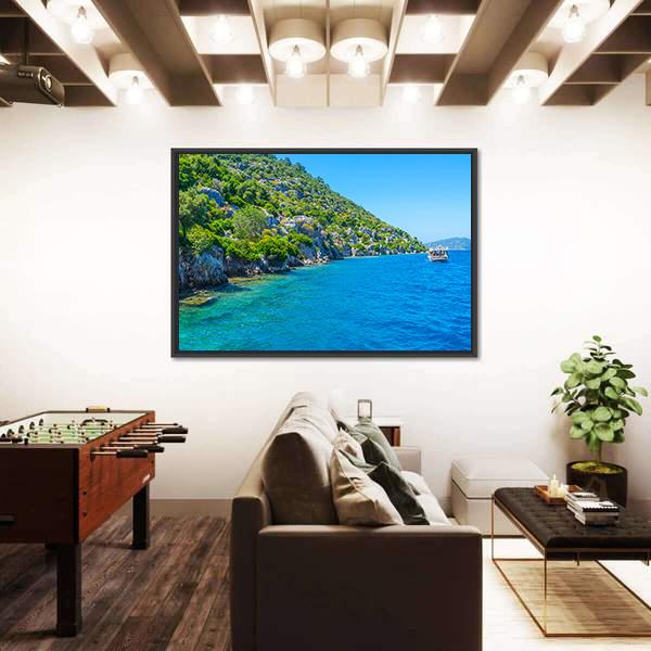 The Coast Of Kekova Island Canvas Wall Art-3 Horizontal-Gallery Wrap-25" x 16"-Tiaracle
