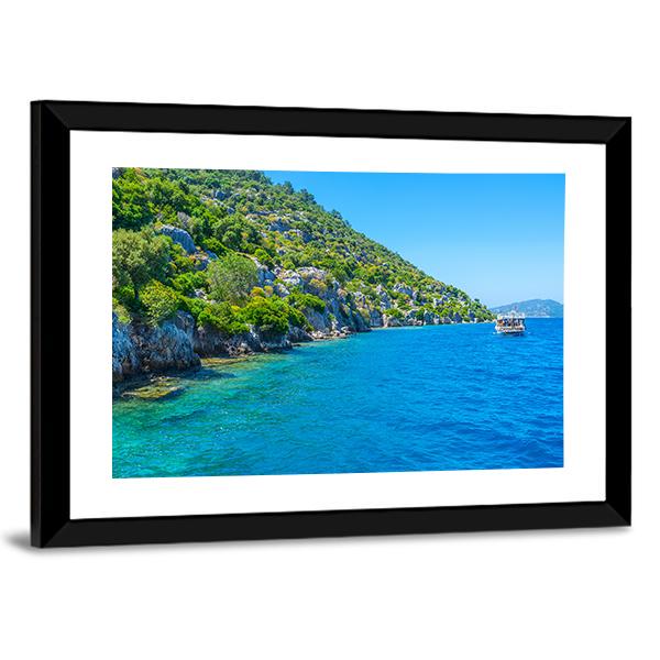 The Coast Of Kekova Island Canvas Wall Art-3 Horizontal-Gallery Wrap-25" x 16"-Tiaracle