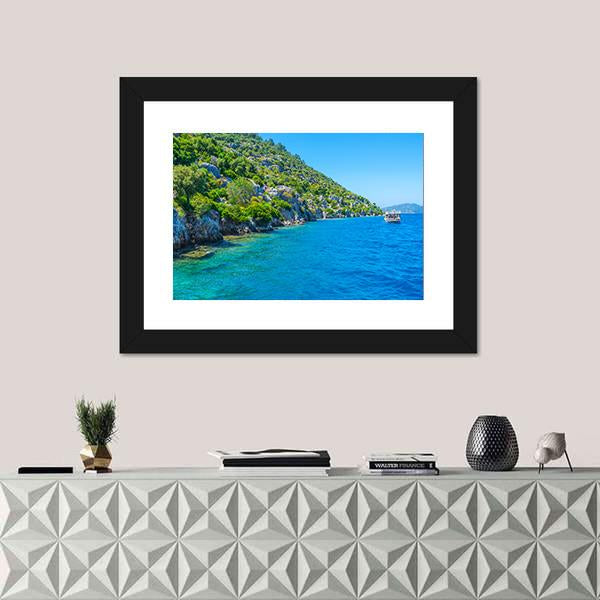 The Coast Of Kekova Island Canvas Wall Art-3 Horizontal-Gallery Wrap-25" x 16"-Tiaracle
