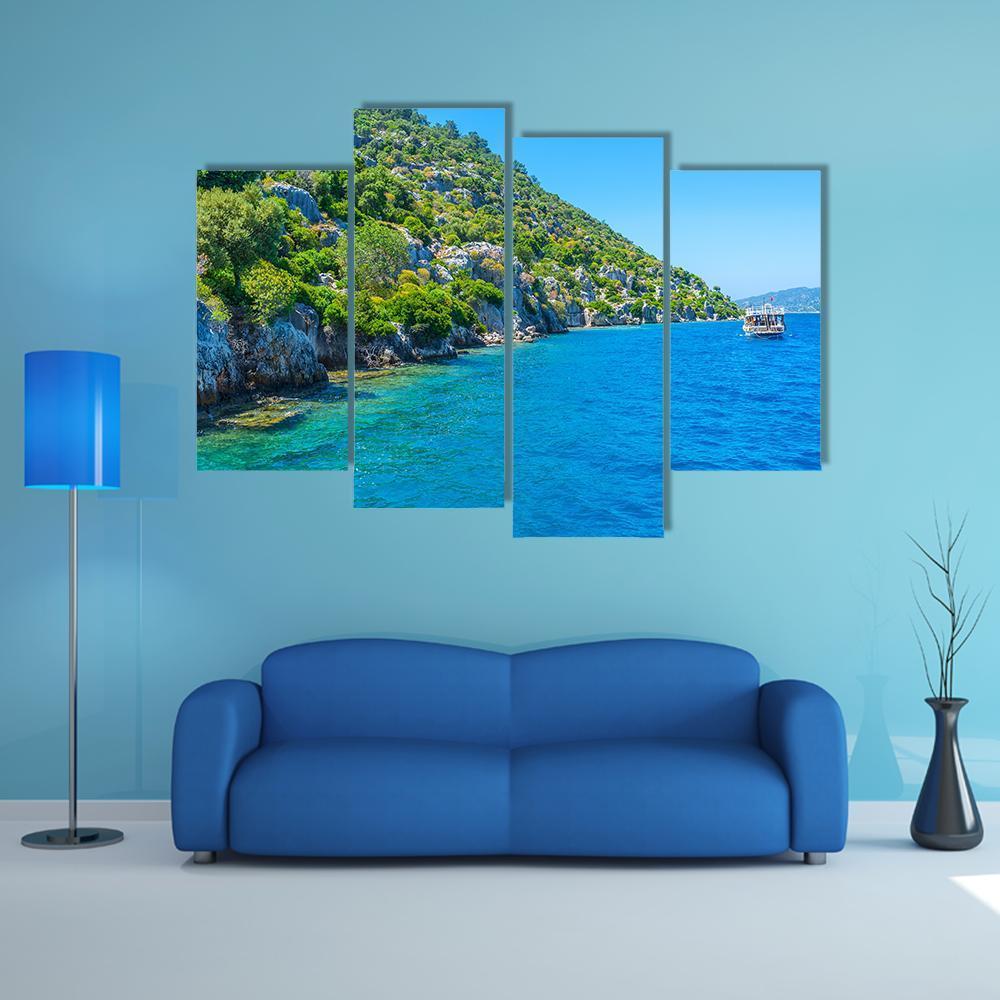 The Coast Of Kekova Island Canvas Wall Art-4 Pop-Gallery Wrap-50" x 32"-Tiaracle
