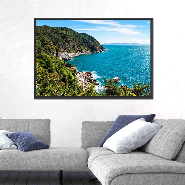 The Coastline In Abel Tasman National Park Canvas Wall Art-1 Piece-Floating Frame-24" x 16"-Tiaracle