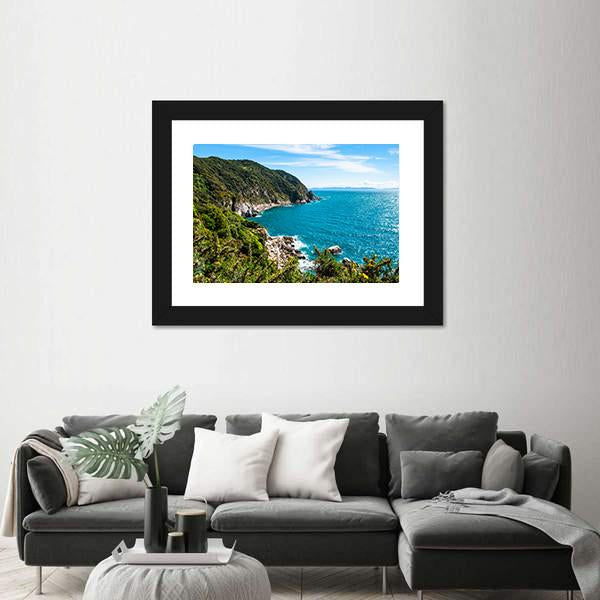 The Coastline In Abel Tasman National Park Canvas Wall Art-1 Piece-Framed Print-20" x 16"-Tiaracle