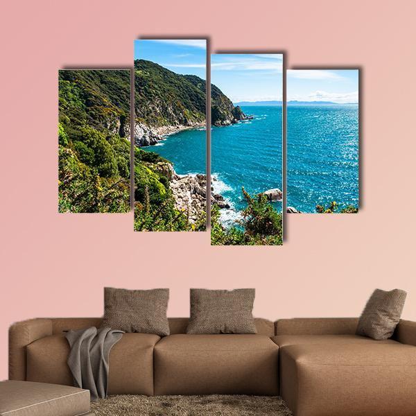 The Coastline In Abel Tasman National Park Canvas Wall Art-4 Pop-Gallery Wrap-50" x 32"-Tiaracle