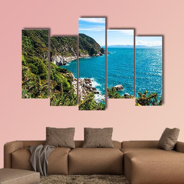 The Coastline In Abel Tasman National Park Canvas Wall Art-5 Pop-Gallery Wrap-47" x 32"-Tiaracle