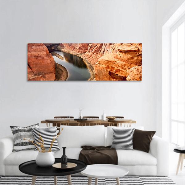 Colorado River Meanders Panoramic Canvas Wall Art-3 Piece-25" x 08"-Tiaracle