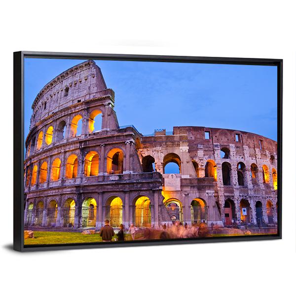 The Colosseum At Night Canvas Wall Art-3 Horizontal-Gallery Wrap-25" x 16"-Tiaracle