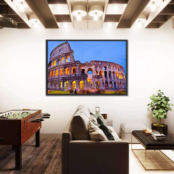 The Colosseum At Night Canvas Wall Art-5 Horizontal-Gallery Wrap-22" x 12"-Tiaracle