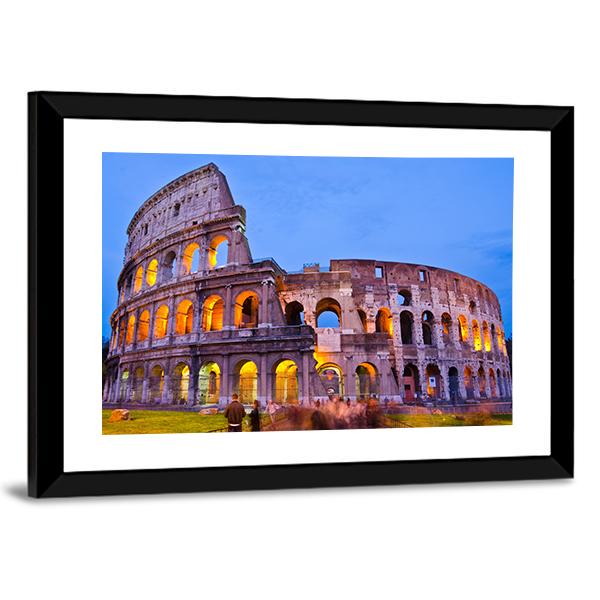 The Colosseum At Night Canvas Wall Art-3 Horizontal-Gallery Wrap-25" x 16"-Tiaracle