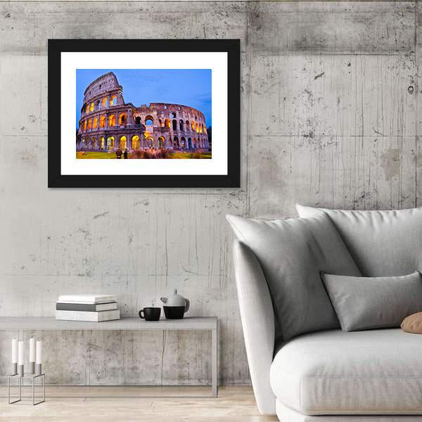 The Colosseum At Night Canvas Wall Art-3 Horizontal-Gallery Wrap-25" x 16"-Tiaracle