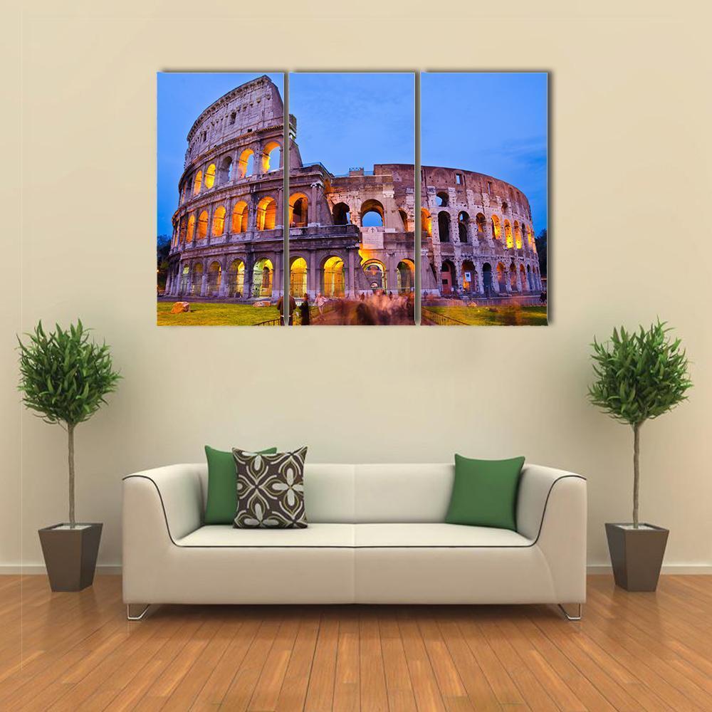 The Colosseum At Night Canvas Wall Art-3 Horizontal-Gallery Wrap-37" x 24"-Tiaracle