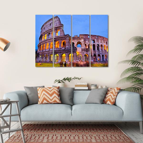 The Colosseum At Night Canvas Wall Art-4 Horizontal-Gallery Wrap-34" x 24"-Tiaracle
