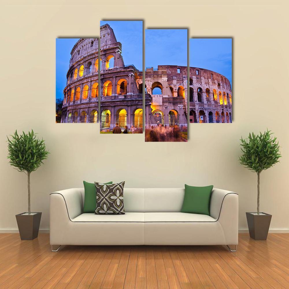 The Colosseum At Night Canvas Wall Art-4 Pop-Gallery Wrap-50" x 32"-Tiaracle