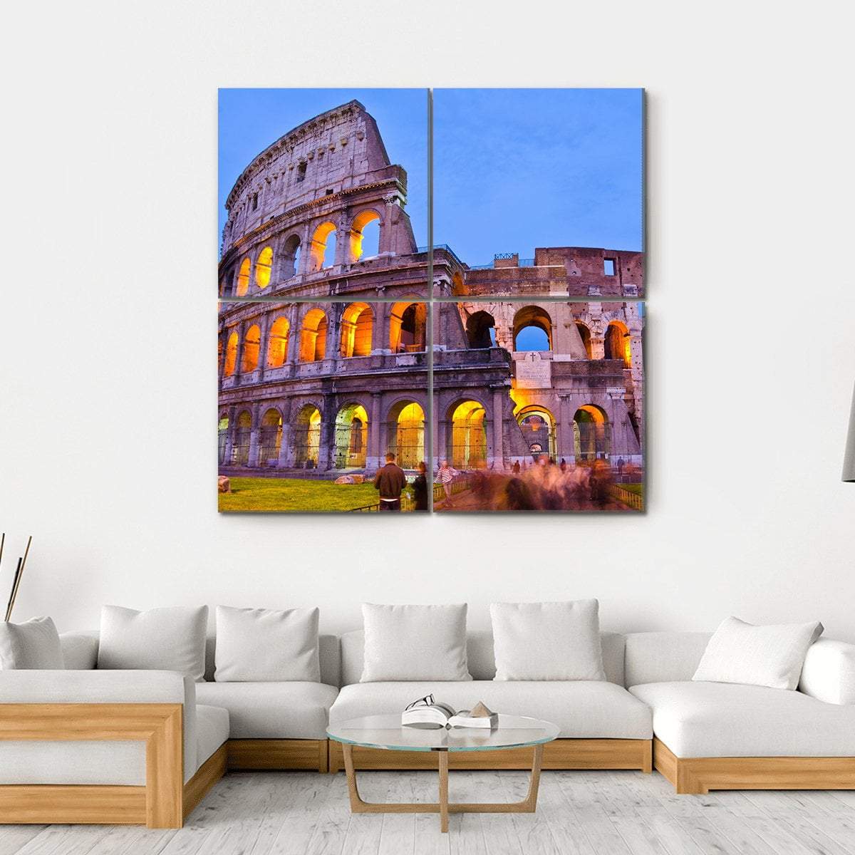 The Colosseum At Night Canvas Wall Art-4 Square-Gallery Wrap-17" x 17"-Tiaracle