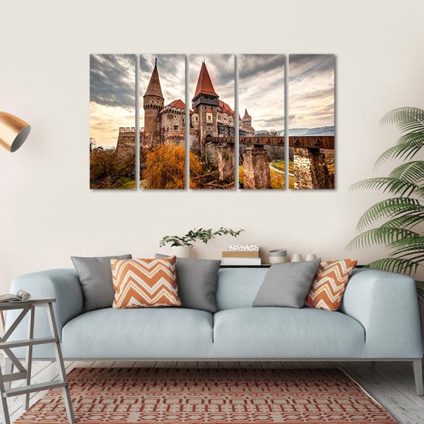 The Corvinesti Castle Romania Canvas Wall Art-5 Horizontal-Gallery Wrap-22" x 12"-Tiaracle