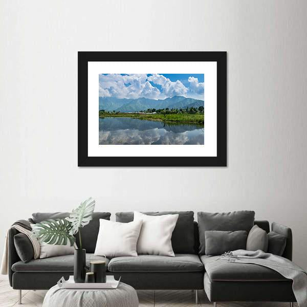 The Dal Lake Canvas Wall Art-1 Piece-Framed Print-20" x 16"-Tiaracle