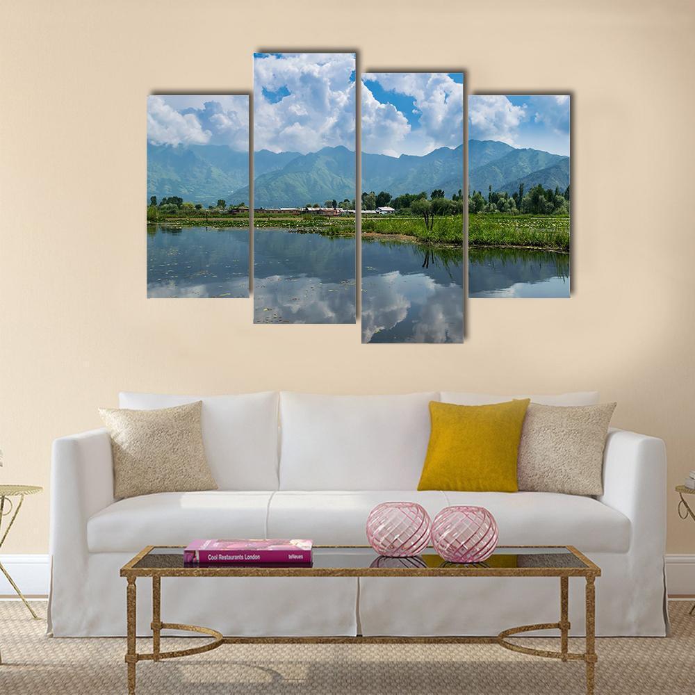 The Dal Lake Canvas Wall Art-5 Pop-Gallery Wrap-47" x 32"-Tiaracle