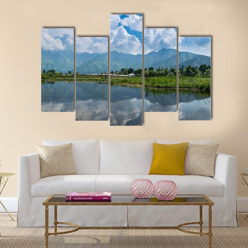 The Dal Lake Canvas Wall Art-5 Pop-Gallery Wrap-47" x 32"-Tiaracle
