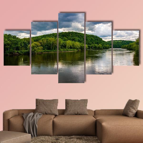 Delaware River Canvas Wall Art-5 Star-Gallery Wrap-62" x 32"-Tiaracle