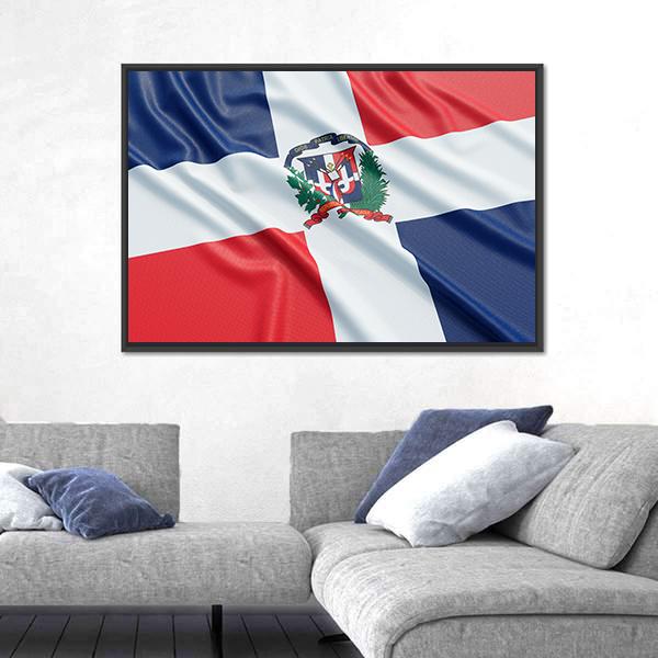 The Dominican Republic Flag Canvas Wall Art-1 Piece-Floating Frame-24" x 16"-Tiaracle