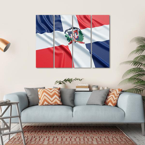 The Dominican Republic Flag Canvas Wall Art-4 Horizontal-Gallery Wrap-34" x 24"-Tiaracle